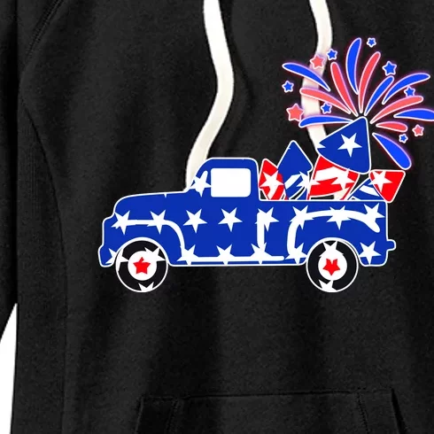 Fourth of July Fireworks Pickup Truck Women's Fleece Hoodie