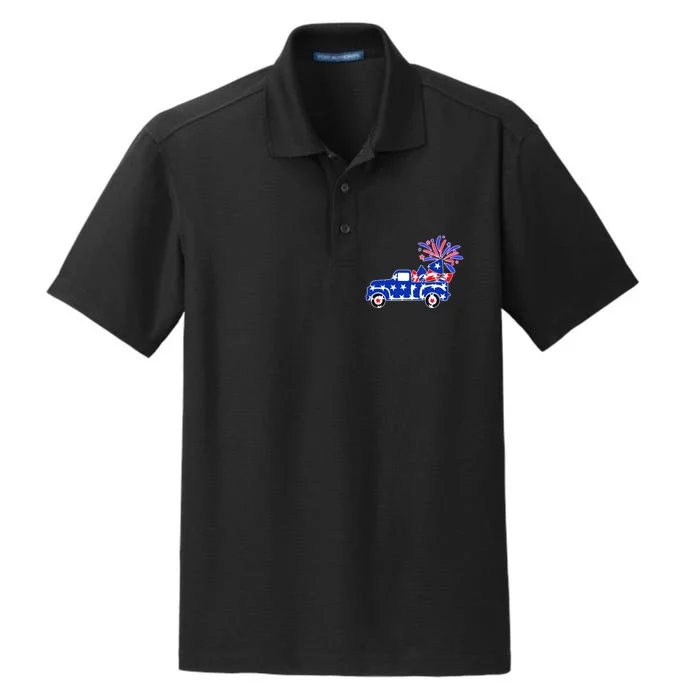 Fourth of July Fireworks Pickup Truck Dry Zone Grid Performance Polo