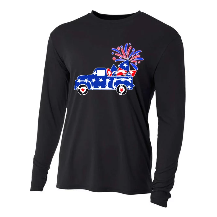 Fourth of July Fireworks Pickup Truck Cooling Performance Long Sleeve Crew