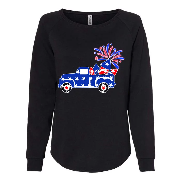 Fourth of July Fireworks Pickup Truck Womens California Wash Sweatshirt