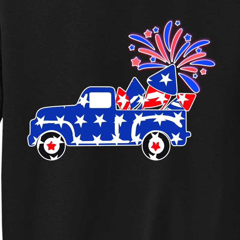 Fourth of July Fireworks Pickup Truck Tall Sweatshirt