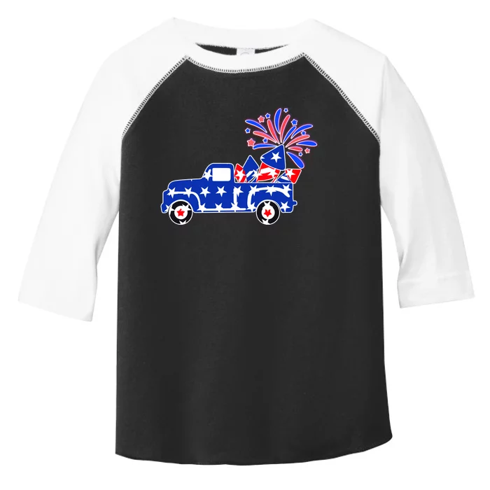 Fourth of July Fireworks Pickup Truck Toddler Fine Jersey T-Shirt