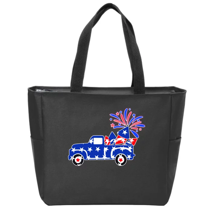 Fourth of July Fireworks Pickup Truck Zip Tote Bag