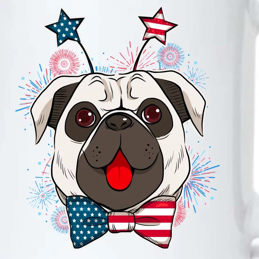 Fourth of July Fireworks Pug Dog Black Color Changing Mug