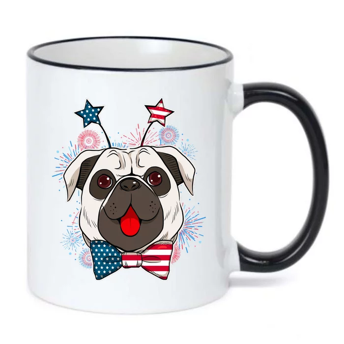 Fourth of July Fireworks Pug Dog Black Color Changing Mug