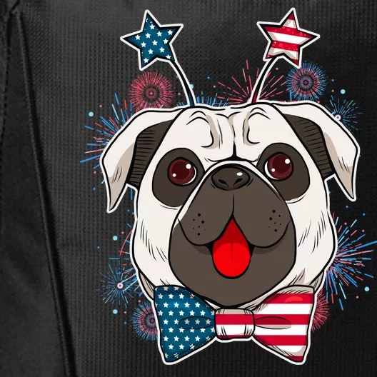 Fourth of July Fireworks Pug Dog City Backpack