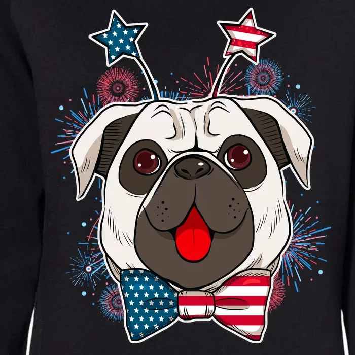 Fourth of July Fireworks Pug Dog Womens California Wash Sweatshirt