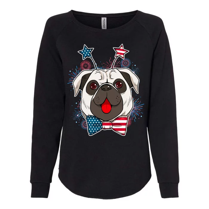 Fourth of July Fireworks Pug Dog Womens California Wash Sweatshirt