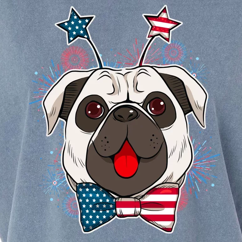 Fourth of July Fireworks Pug Dog Garment-Dyed Women's Muscle Tee