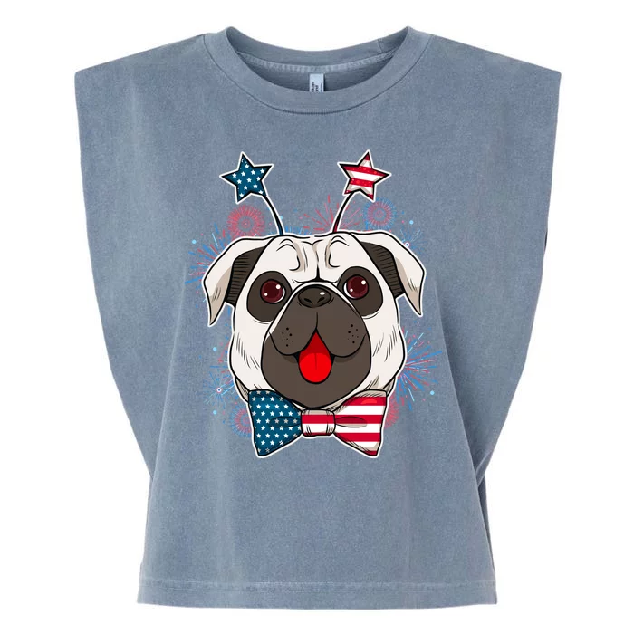 Fourth of July Fireworks Pug Dog Garment-Dyed Women's Muscle Tee