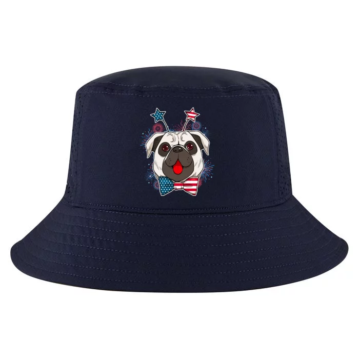 Fourth of July Fireworks Pug Dog Cool Comfort Performance Bucket Hat