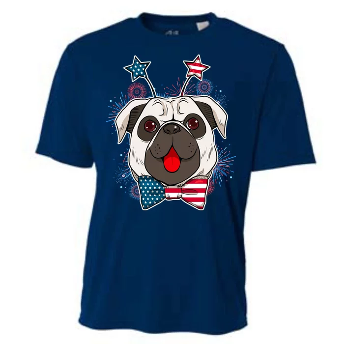 Fourth of July Fireworks Pug Dog Cooling Performance Crew T-Shirt