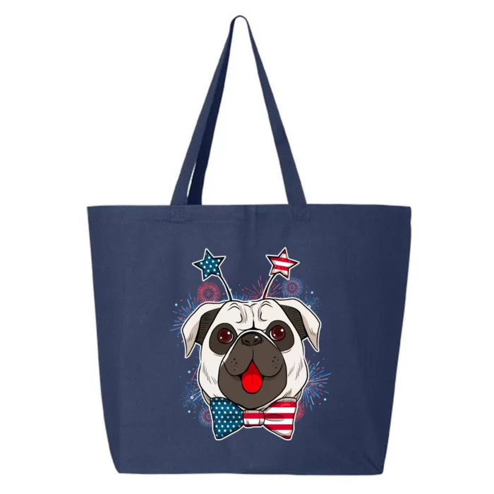 Fourth of July Fireworks Pug Dog 25L Jumbo Tote