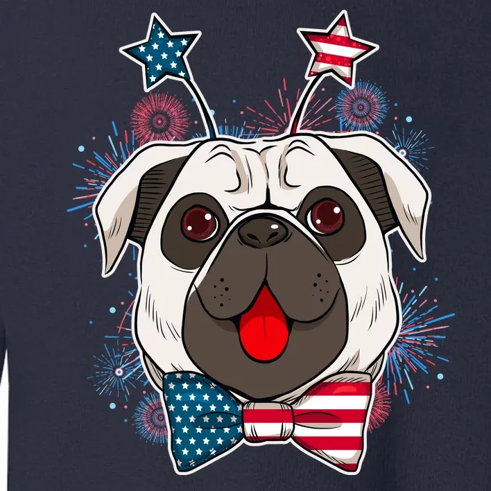 Fourth of July Fireworks Pug Dog Toddler Sweatshirt