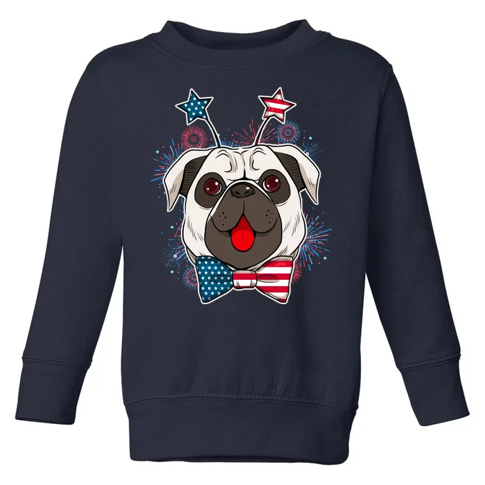 Fourth of July Fireworks Pug Dog Toddler Sweatshirt