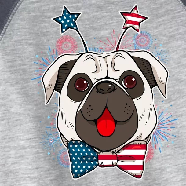 Fourth of July Fireworks Pug Dog Toddler Fine Jersey T-Shirt