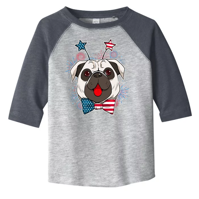 Fourth of July Fireworks Pug Dog Toddler Fine Jersey T-Shirt