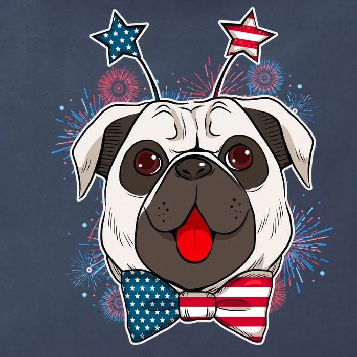 Fourth of July Fireworks Pug Dog Zip Tote Bag