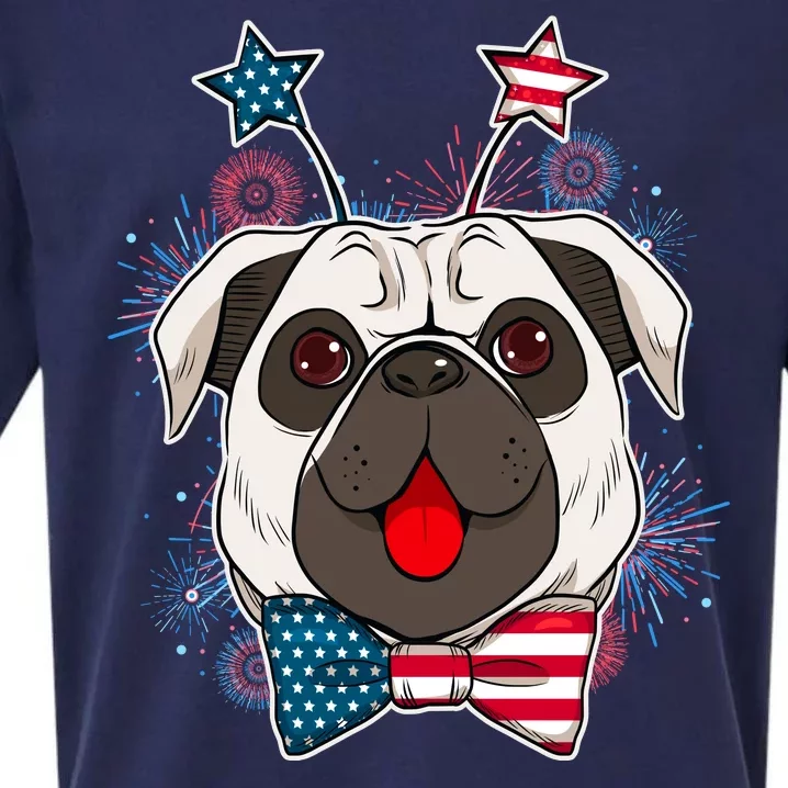 Fourth of July Fireworks Pug Dog Sueded Cloud Jersey T-Shirt