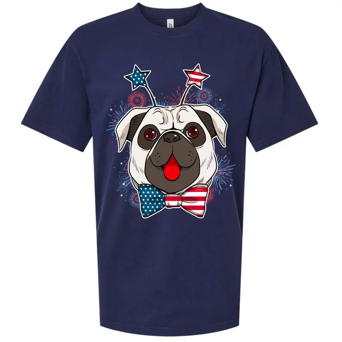 Fourth of July Fireworks Pug Dog Sueded Cloud Jersey T-Shirt