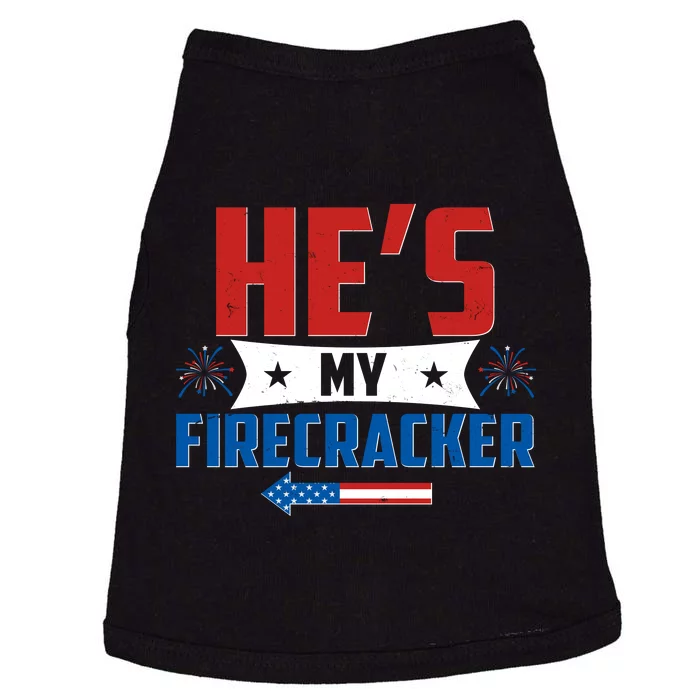 Fourth of July He's My Firecracker Matching Shirt Doggie Tank