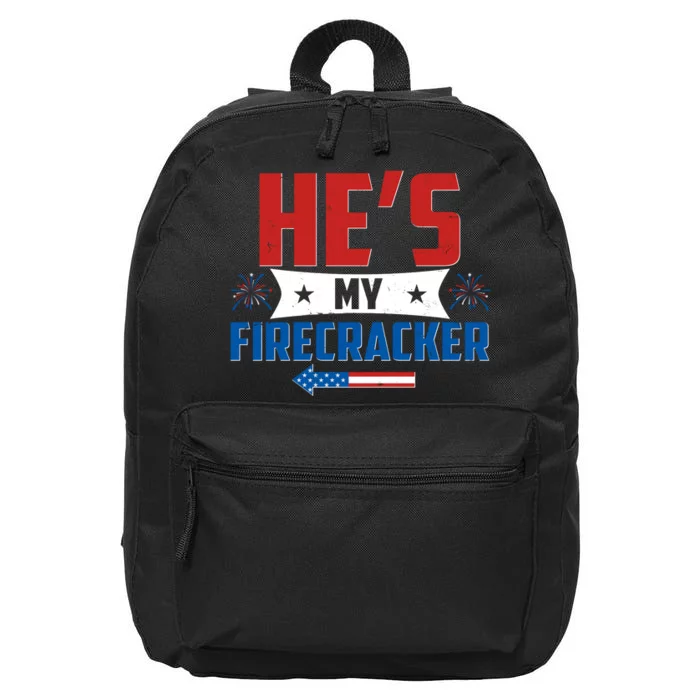 Fourth of July He's My Firecracker Matching Shirt 16 in Basic Backpack