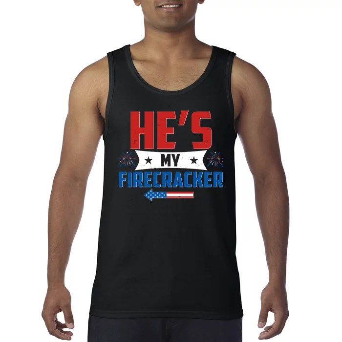 Fourth of July He's My Firecracker Matching Shirt Tank Top