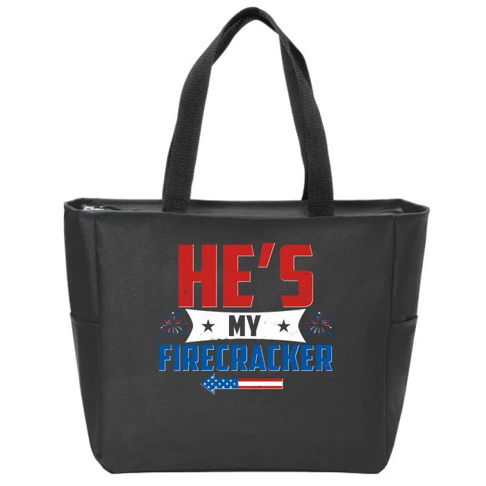 Fourth of July He's My Firecracker Matching Shirt Zip Tote Bag