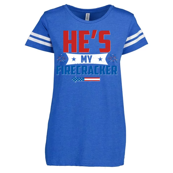 Fourth of July He's My Firecracker Matching Shirt Enza Ladies Jersey Football T-Shirt