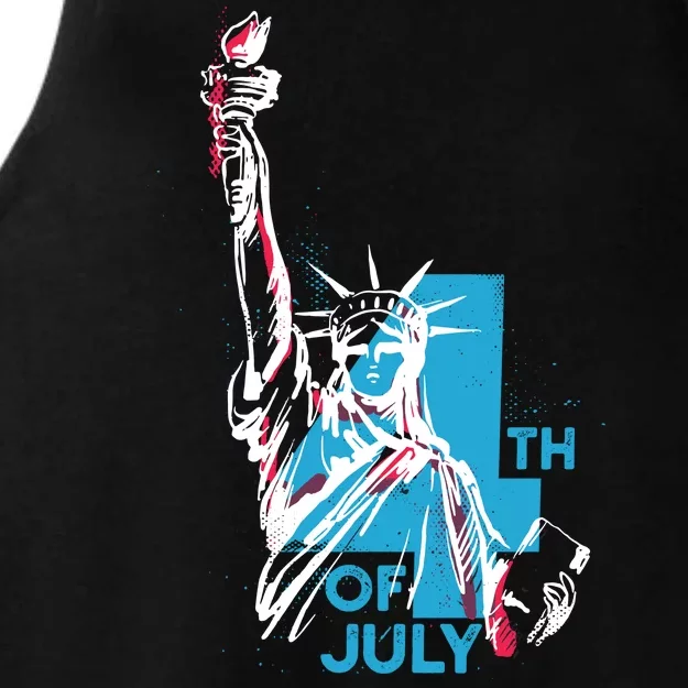 Fourth Of July Statue Of Liberty Ladies Tri-Blend Wicking Tank