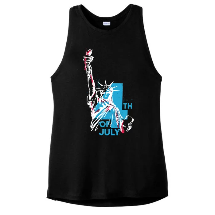 Fourth Of July Statue Of Liberty Ladies Tri-Blend Wicking Tank