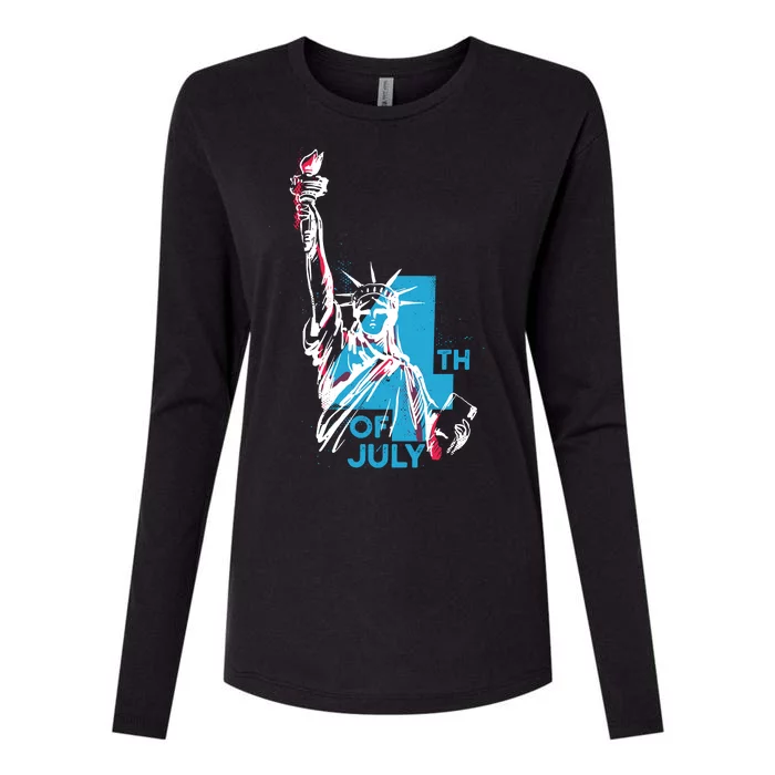 Fourth Of July Statue Of Liberty Womens Cotton Relaxed Long Sleeve T-Shirt