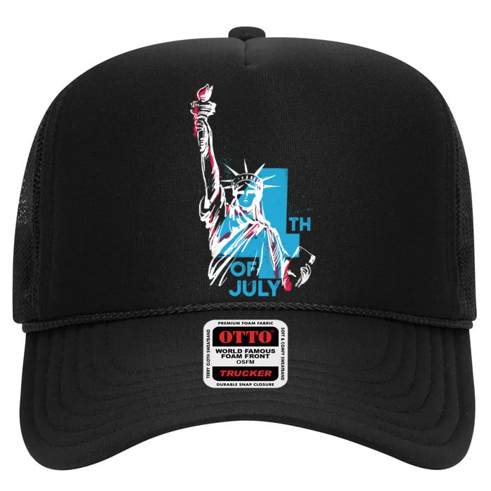 Fourth Of July Statue Of Liberty High Crown Mesh Trucker Hat