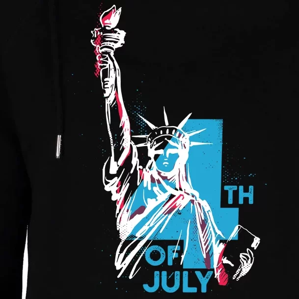 Fourth Of July Statue Of Liberty Womens Funnel Neck Pullover Hood