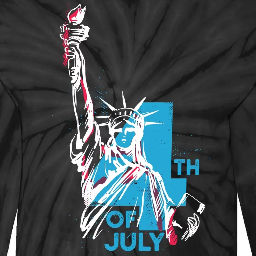 Fourth Of July Statue Of Liberty Tie-Dye Long Sleeve Shirt