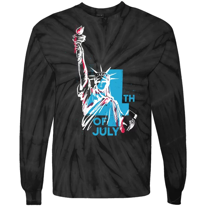 Fourth Of July Statue Of Liberty Tie-Dye Long Sleeve Shirt