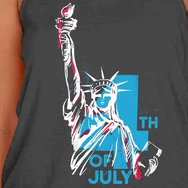 Fourth Of July Statue Of Liberty Women's Knotted Racerback Tank