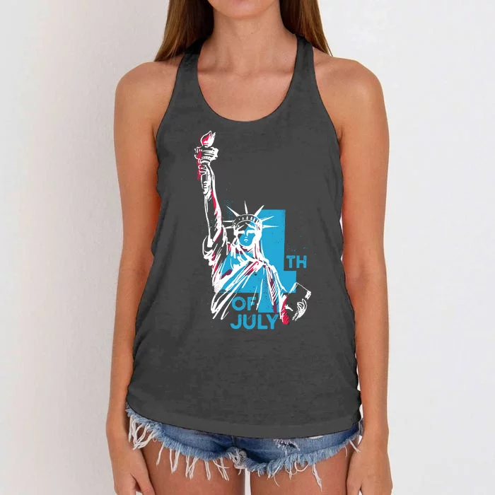 Fourth Of July Statue Of Liberty Women's Knotted Racerback Tank