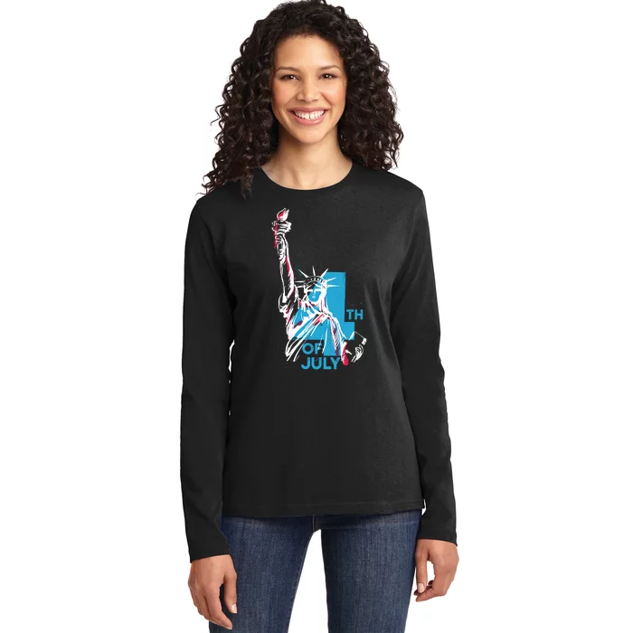 Fourth Of July Statue Of Liberty Ladies Long Sleeve Shirt