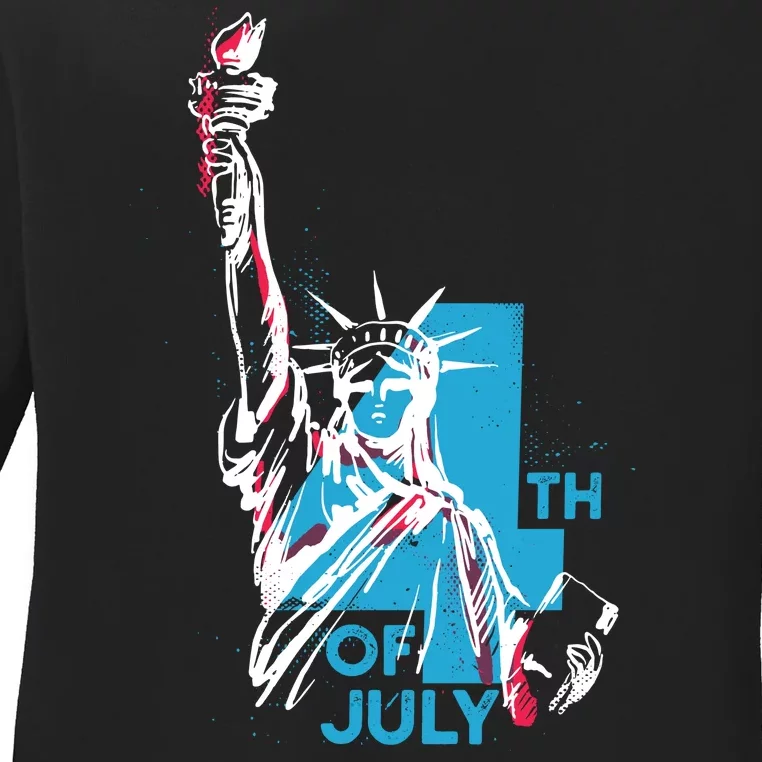 Fourth Of July Statue Of Liberty Ladies Long Sleeve Shirt