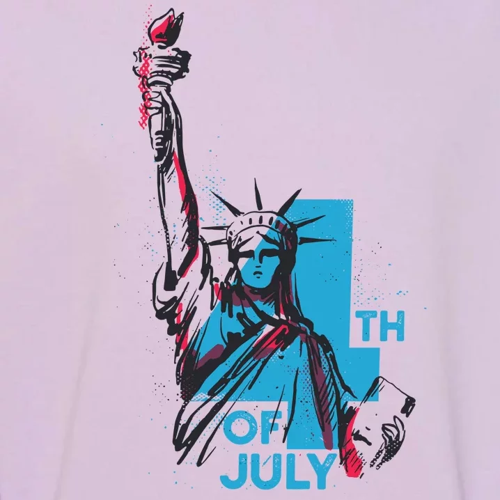 Fourth Of July Statue Of Liberty Garment-Dyed Sweatshirt