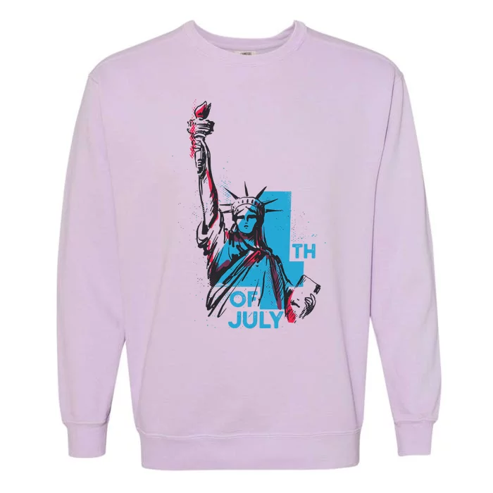 Fourth Of July Statue Of Liberty Garment-Dyed Sweatshirt