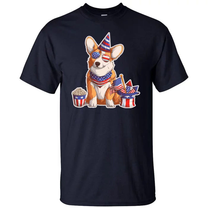 Fourth of July USA American Corgi Tall T-Shirt