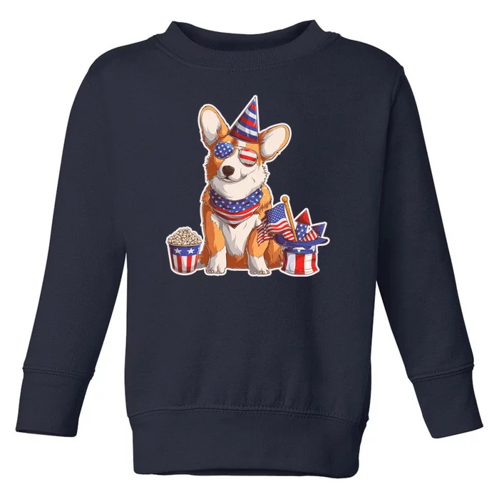 Fourth of July USA American Corgi Toddler Sweatshirt