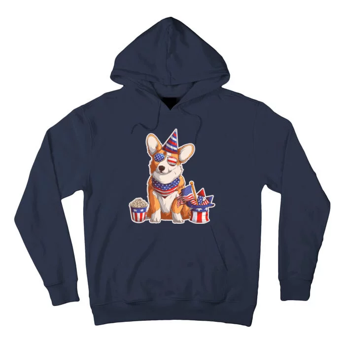 Fourth of July USA American Corgi Tall Hoodie