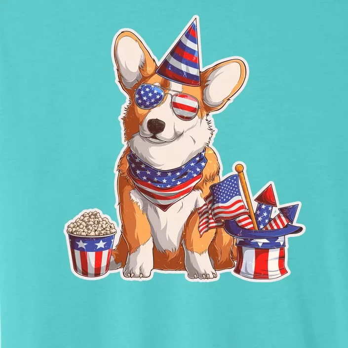 Fourth of July USA American Corgi ChromaSoft Performance T-Shirt