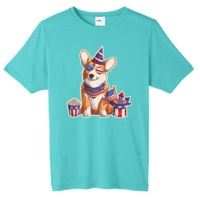 Fourth of July USA American Corgi ChromaSoft Performance T-Shirt