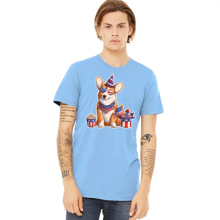 Fourth of July USA American Corgi Premium T-Shirt