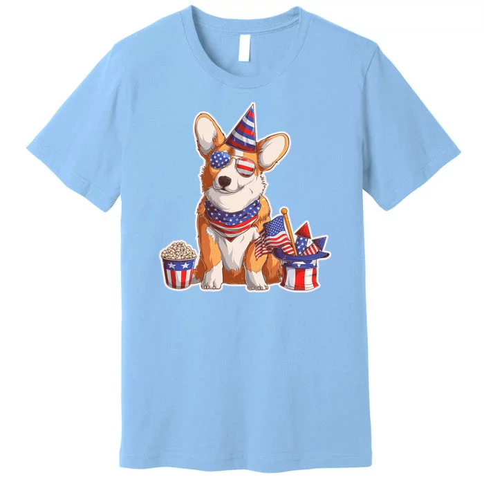 Fourth of July USA American Corgi Premium T-Shirt