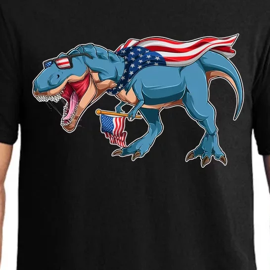 Fourth of July USA American T-Rex Pajama Set